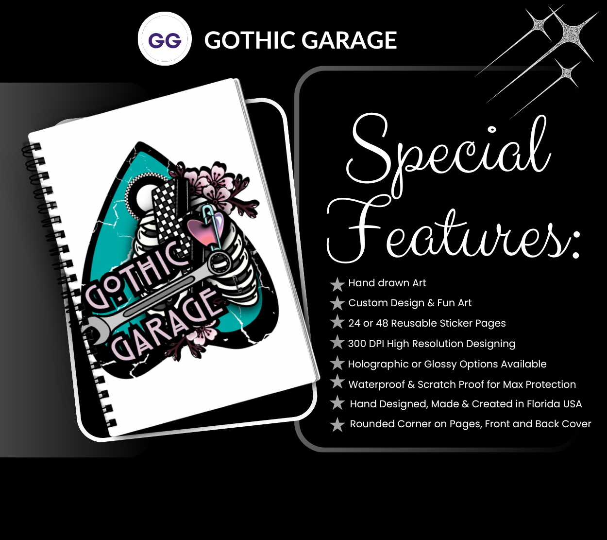 Toxic Love Reusable Sticker Book – Gothic Sticker Storage Album | 24 or 48 Page Collector Book