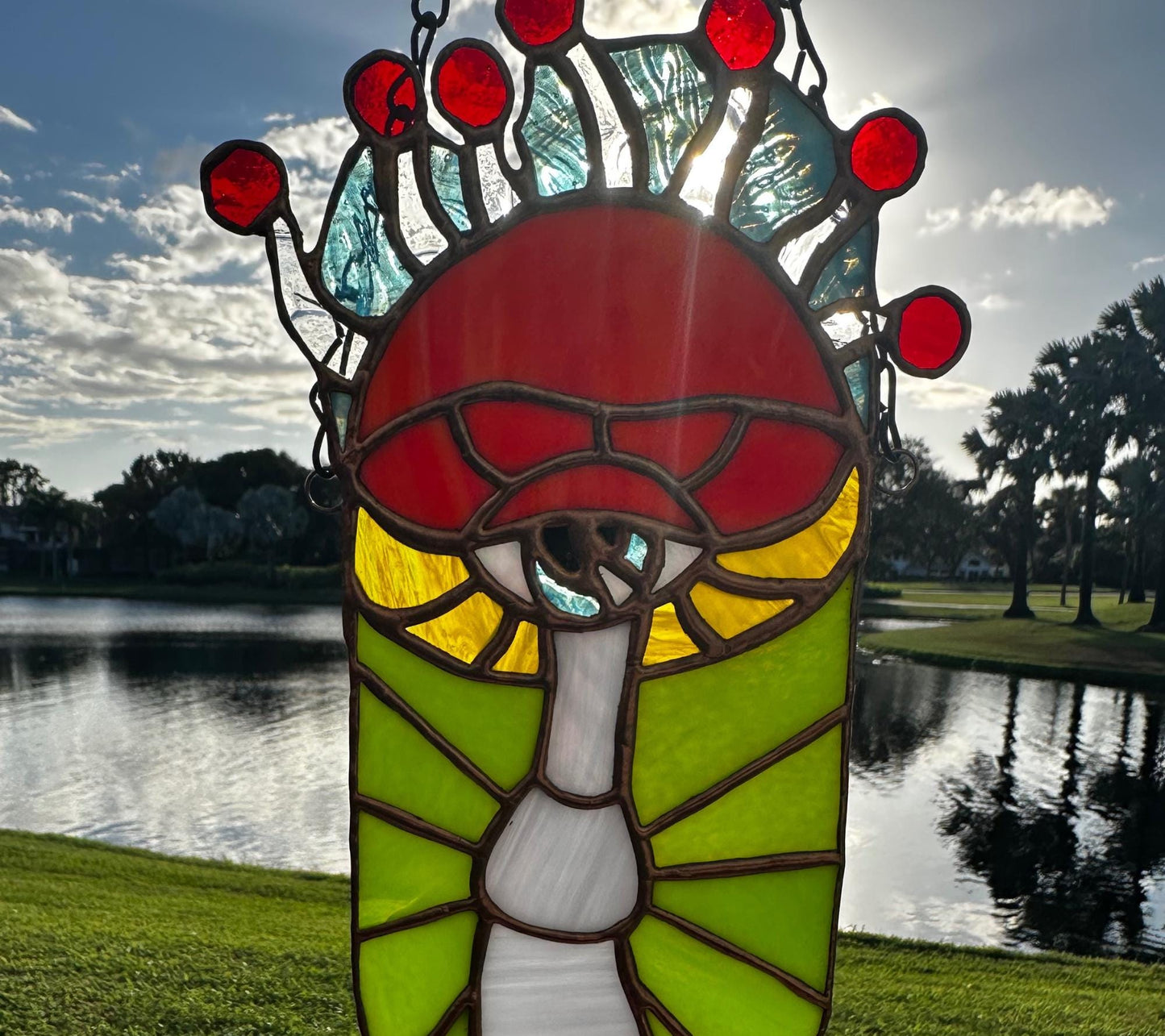 Psychedelic Stained Glass Magic Mushroom– Gothic Wall Hanging Statement Piece or Captivating One-of-a-Kind Window Sun Catcher