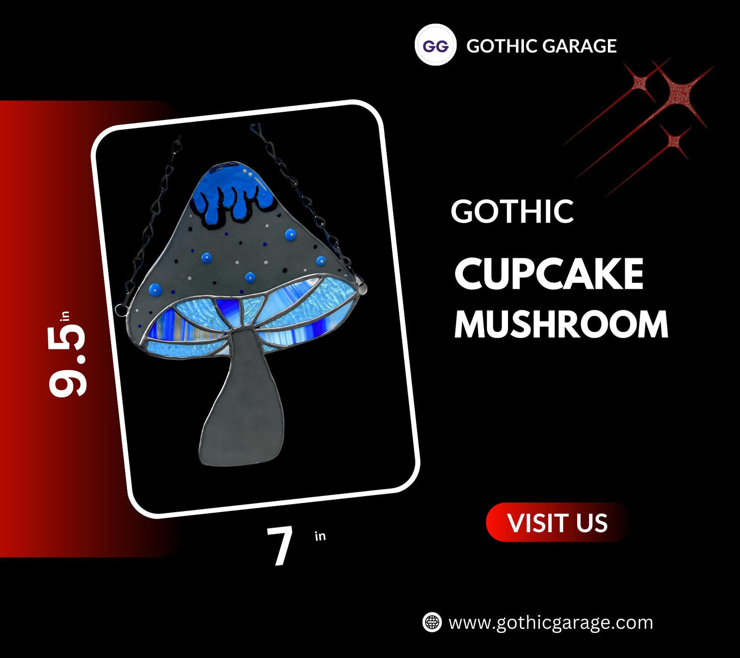 Cupcake Mushroom Stained Glassโ Gothic Wall Hanging Statement Piece or Captivating One-of-a-Kind Window Sun Catcher