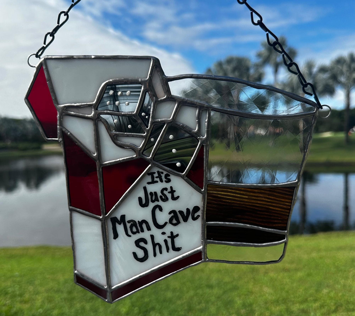 Man Cave Bad Habits Stained Glass– Gothic Wall Hanging Statement Piece or Captivating One-of-a-Kind Window Sun Catcher