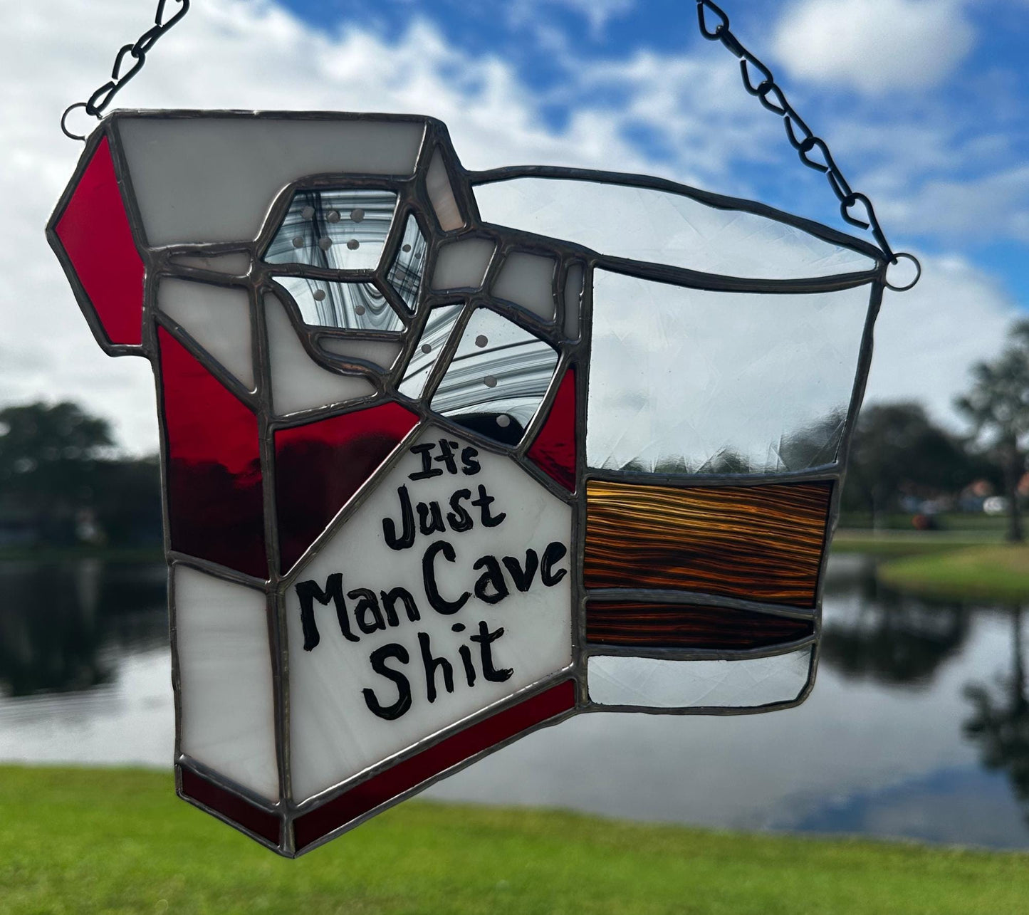 Man Cave Bad Habits Stained Glass– Gothic Wall Hanging Statement Piece or Captivating One-of-a-Kind Window Sun Catcher