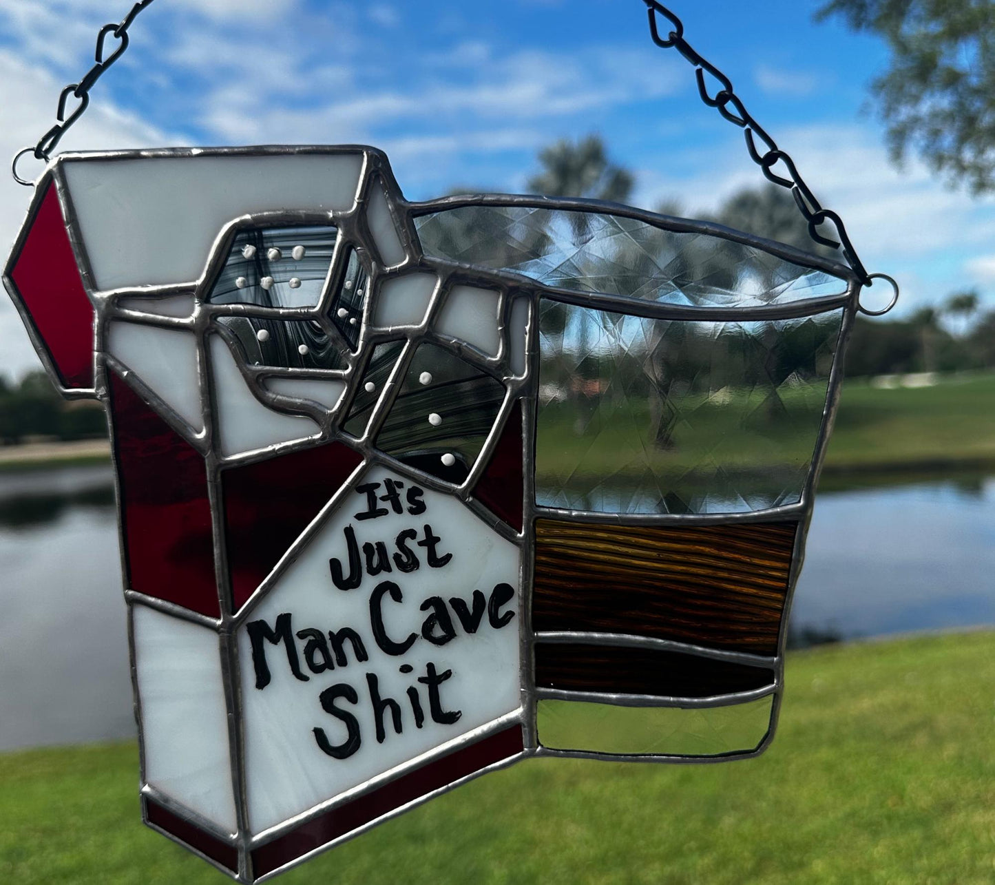 Man Cave Bad Habits Stained Glass– Gothic Wall Hanging Statement Piece or Captivating One-of-a-Kind Window Sun Catcher