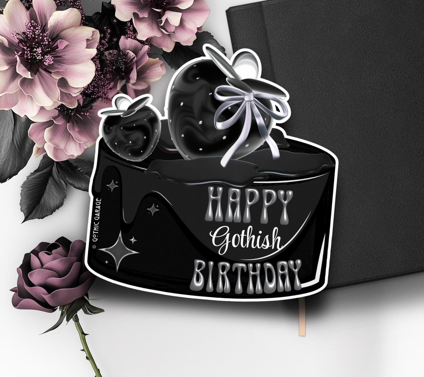Happy Gothish Birthday, Waterproof Die Cut Sticker, Choose Between Glossy or Holographic, Perfect to Add Fun to any Surface