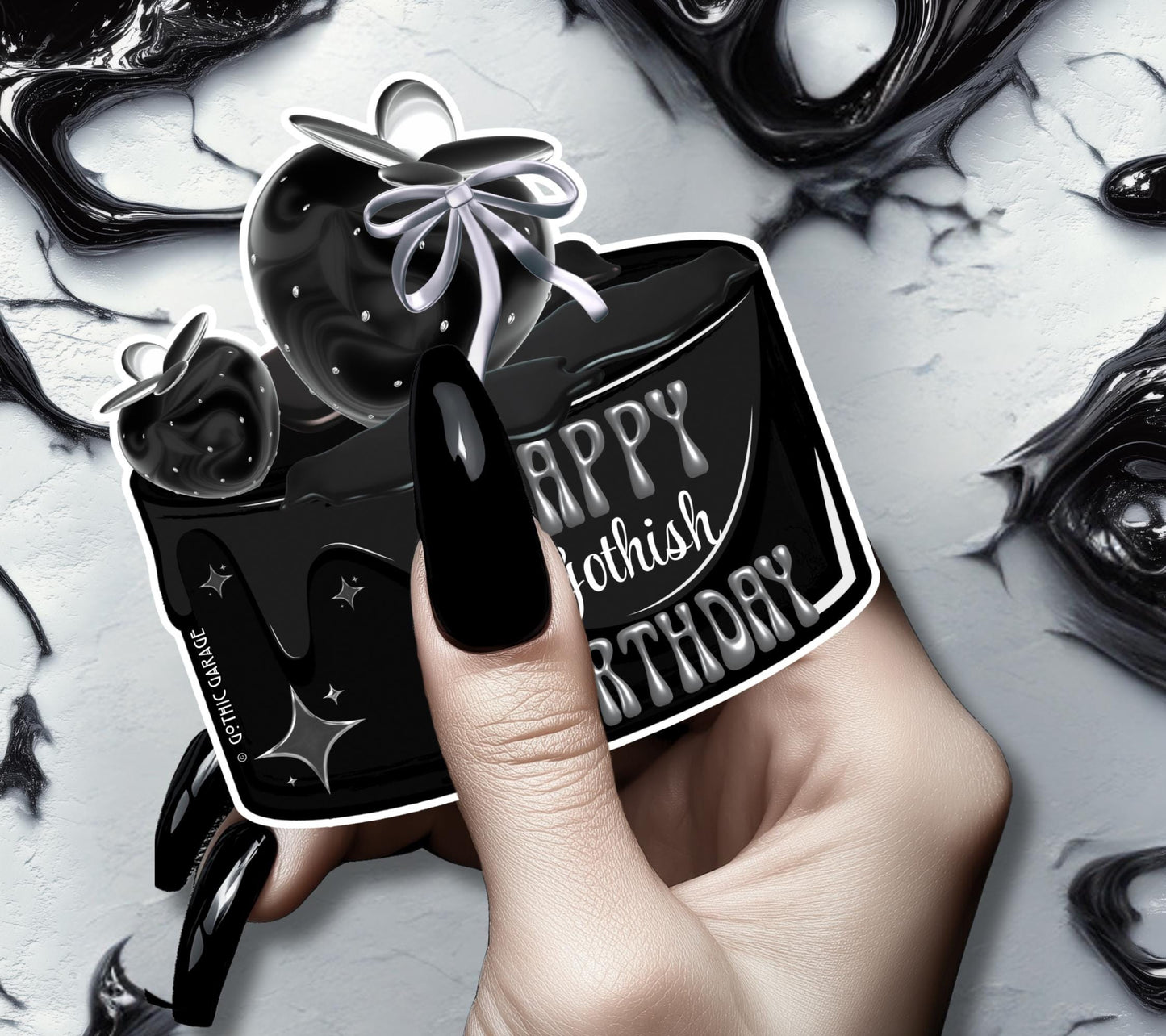 Happy Gothish Birthday, Waterproof Die Cut Sticker, Choose Between Glossy or Holographic, Perfect to Add Fun to any Surface
