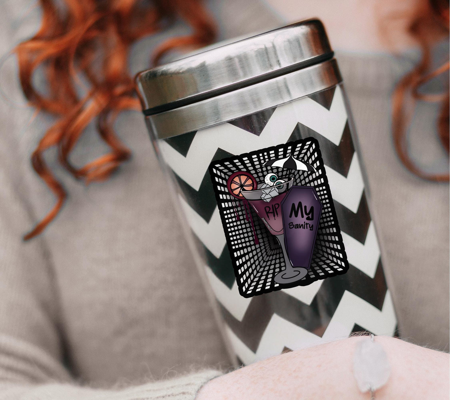RIP My Sanity Cocktail, Waterproof Die Cut Sticker, Choose Between Glossy or Holographic, Perfect to Add Fun to any Surface