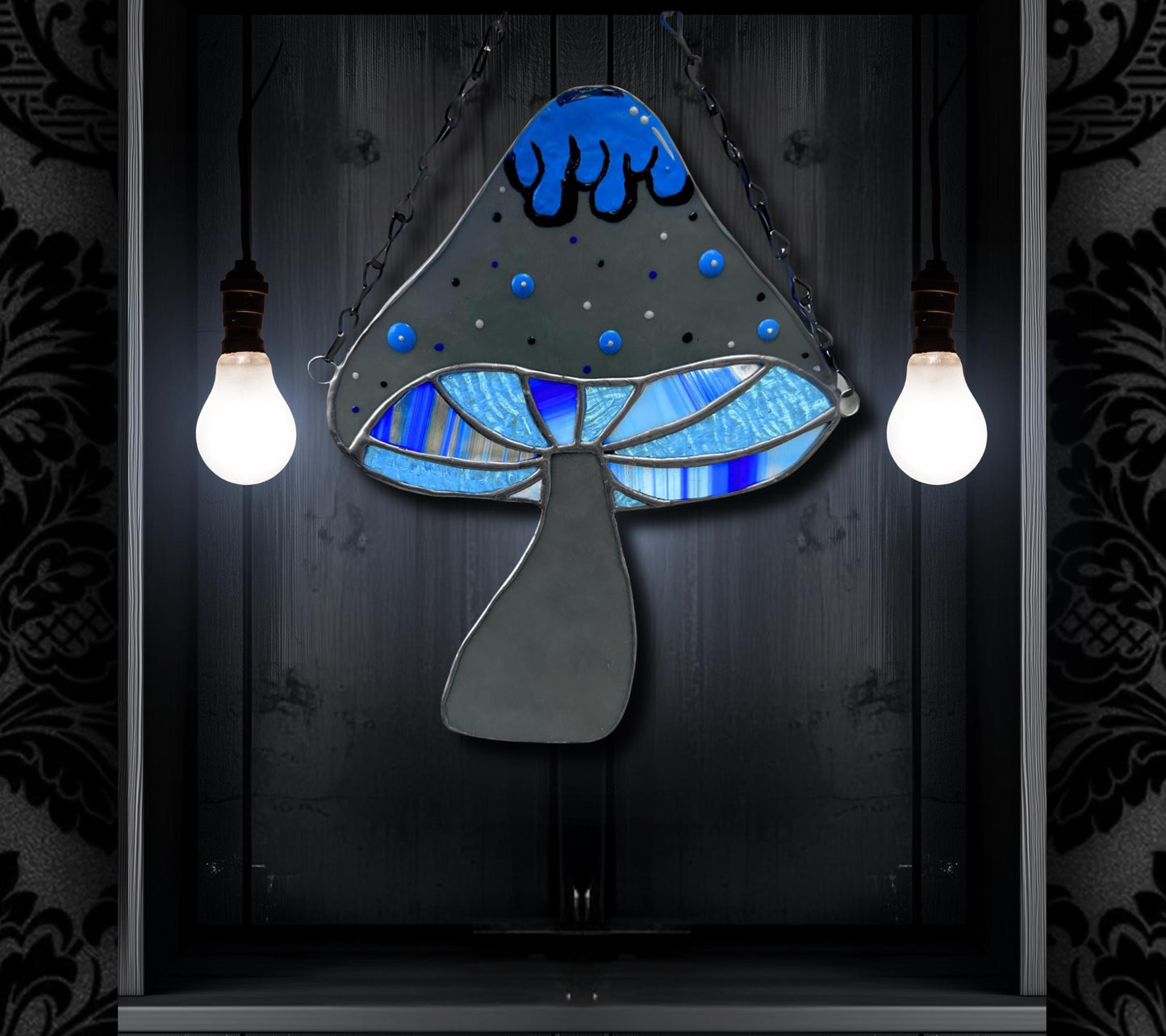 Cupcake Mushroom Stained Glassโ Gothic Wall Hanging Statement Piece or Captivating One-of-a-Kind Window Sun Catcher