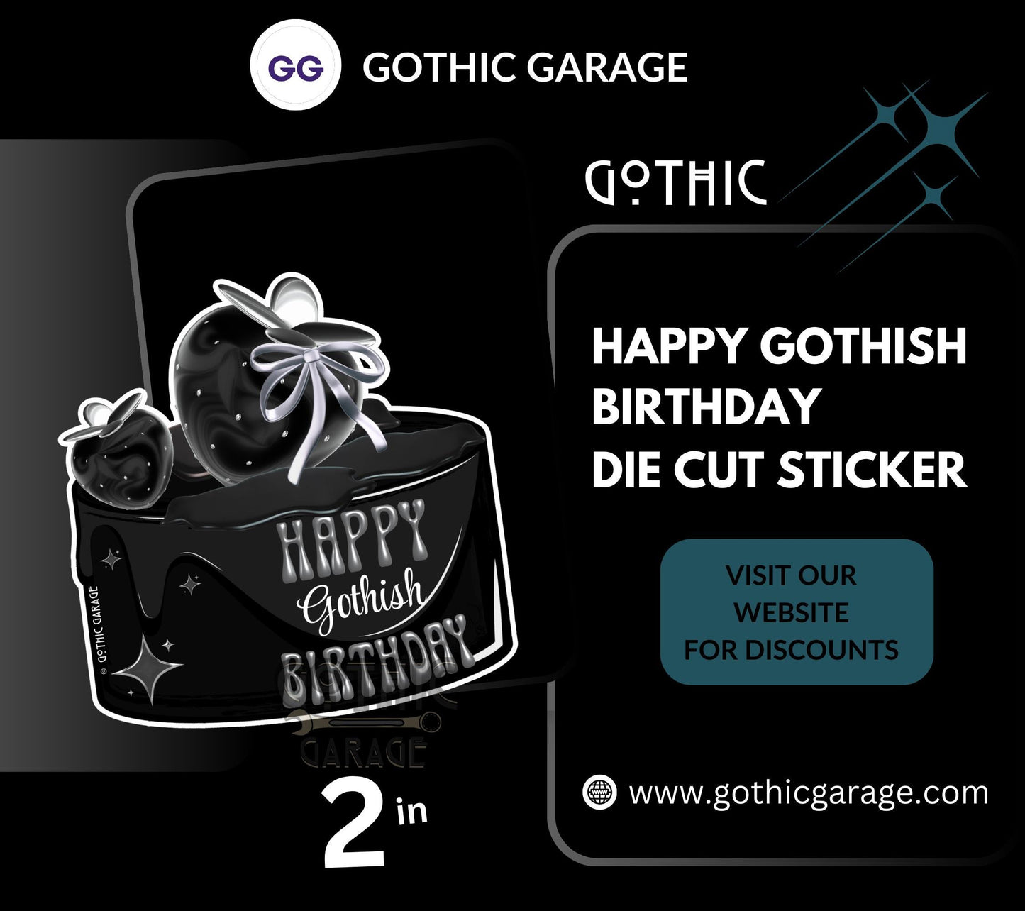 Happy Gothish Birthday, Waterproof Die Cut Sticker, Choose Between Glossy or Holographic, Perfect to Add Fun to any Surface