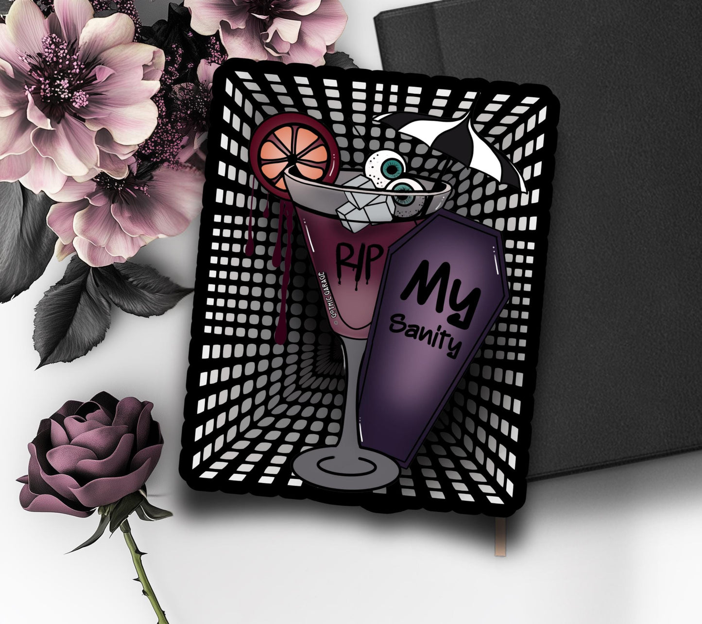RIP My Sanity Cocktail, Waterproof Die Cut Sticker, Choose Between Glossy or Holographic, Perfect to Add Fun to any Surface