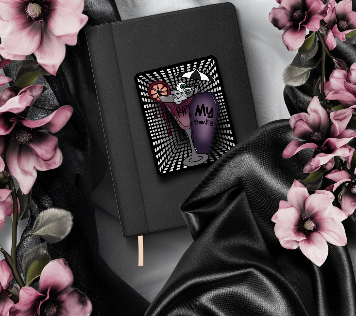 RIP My Sanity Cocktail, Waterproof Die Cut Sticker, Choose Between Glossy or Holographic, Perfect to Add Fun to any Surface