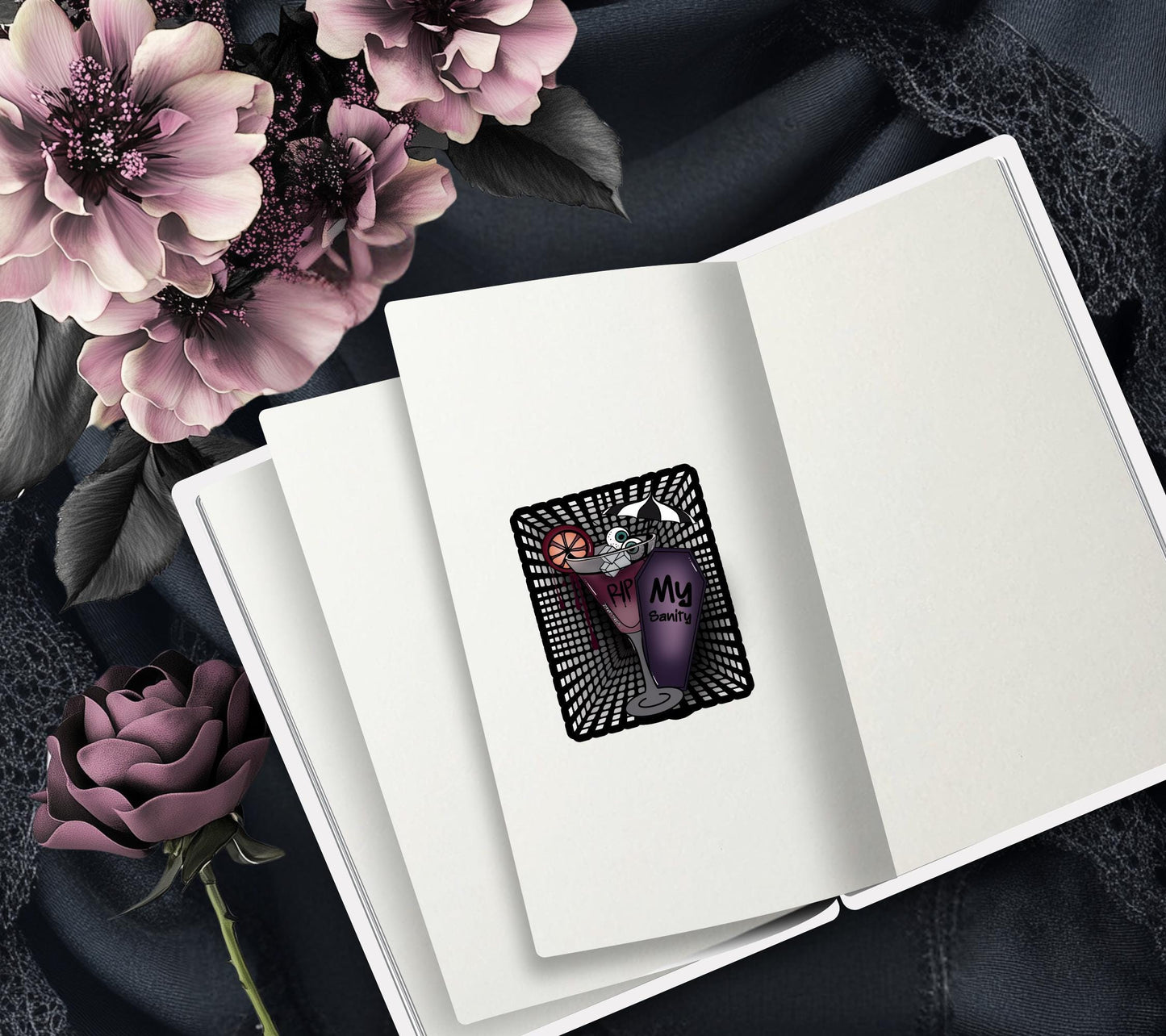 RIP My Sanity Cocktail, Waterproof Die Cut Sticker, Choose Between Glossy or Holographic, Perfect to Add Fun to any Surface