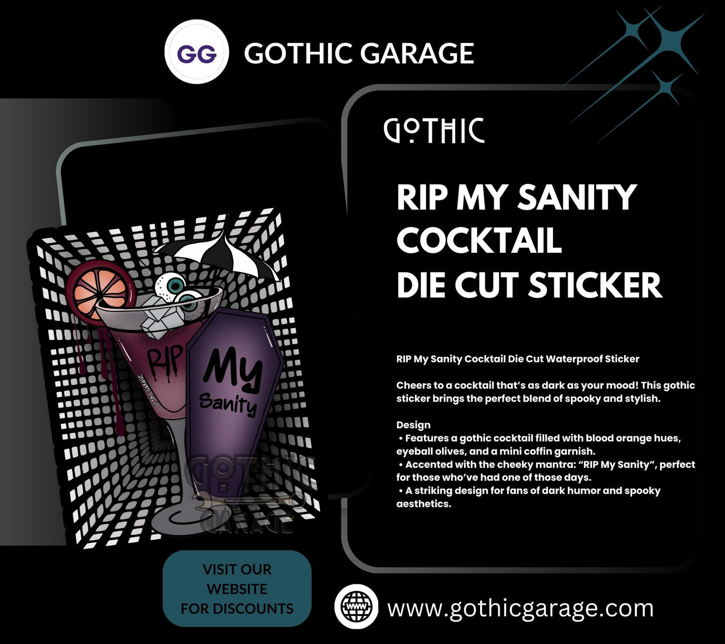 RIP My Sanity Cocktail, Waterproof Die Cut Sticker, Choose Between Glossy or Holographic, Perfect to Add Fun to any Surface