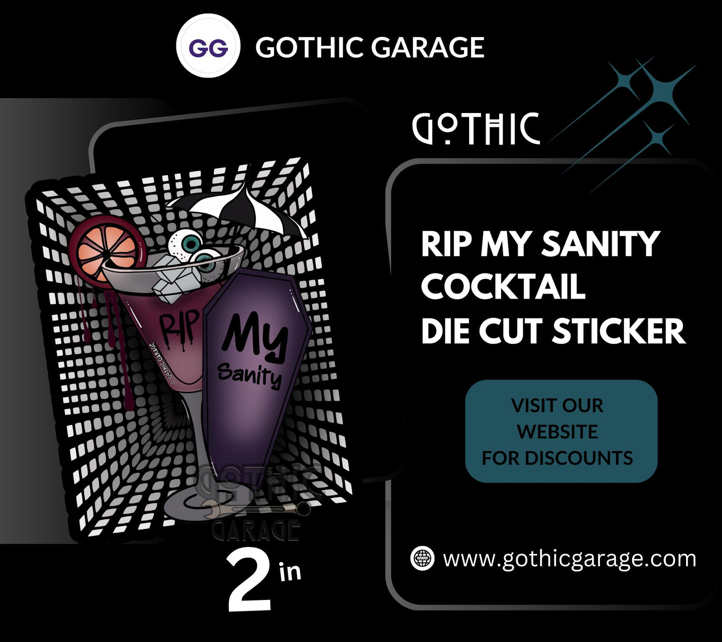 RIP My Sanity Cocktail, Waterproof Die Cut Sticker, Choose Between Glossy or Holographic, Perfect to Add Fun to any Surface