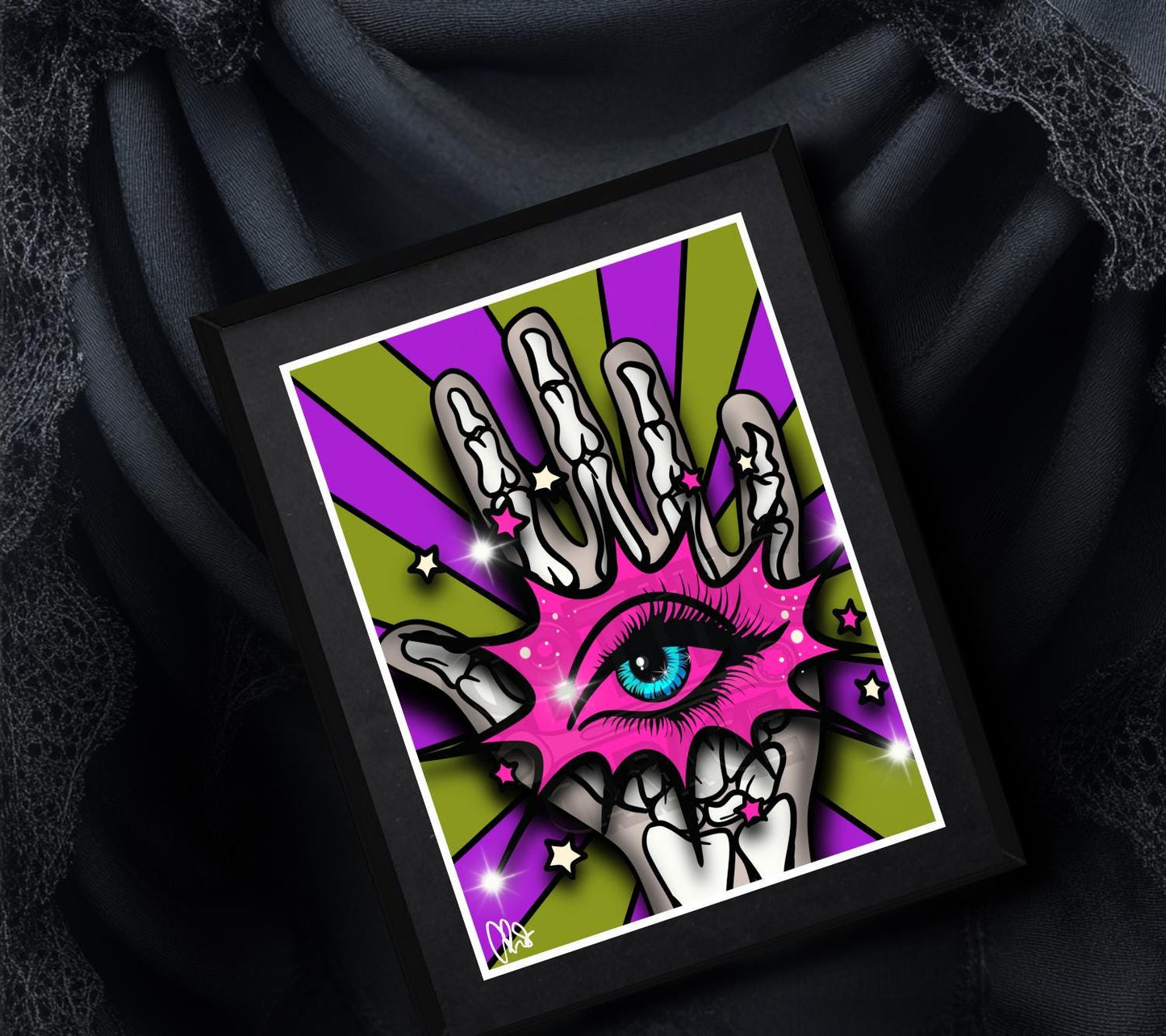 Psychedelic 3rd Eye Hand Art Print – Oddities & Curiosity Vibes, Perfect Art For Dead Collectors, 11x14 Matted or Frameable 8x10 Design