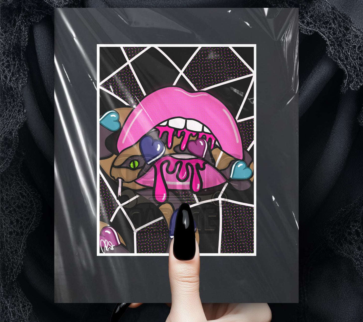 Gothic Valentine’s Day Art Print – Skulls, Conversation Hearts & Roses, 11x14 Matted, Romantic Dark Aesthetic Home Decor
