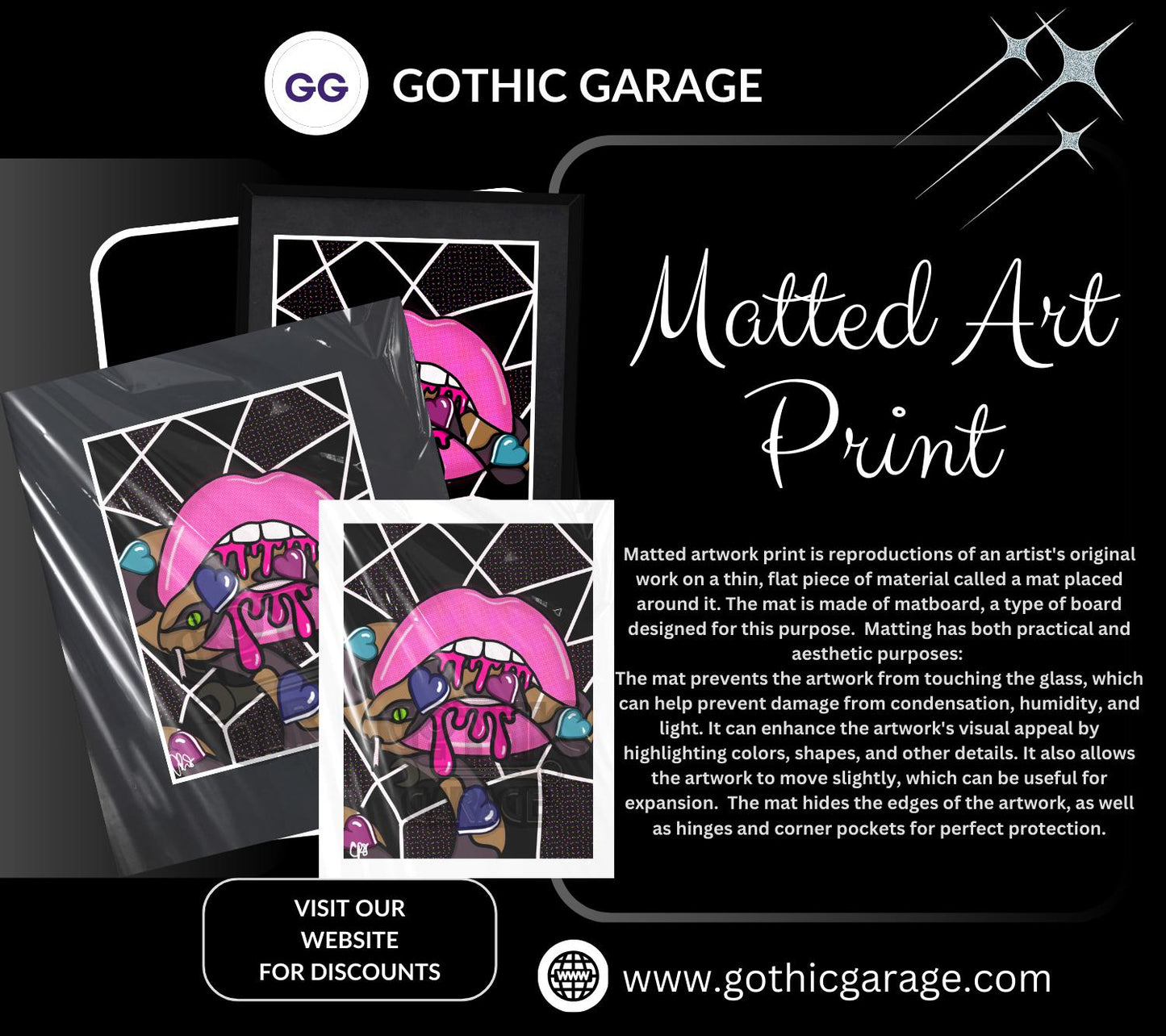 Gothic Valentine’s Day Art Print – Skulls, Conversation Hearts & Roses, 11x14 Matted, Romantic Dark Aesthetic Home Decor
