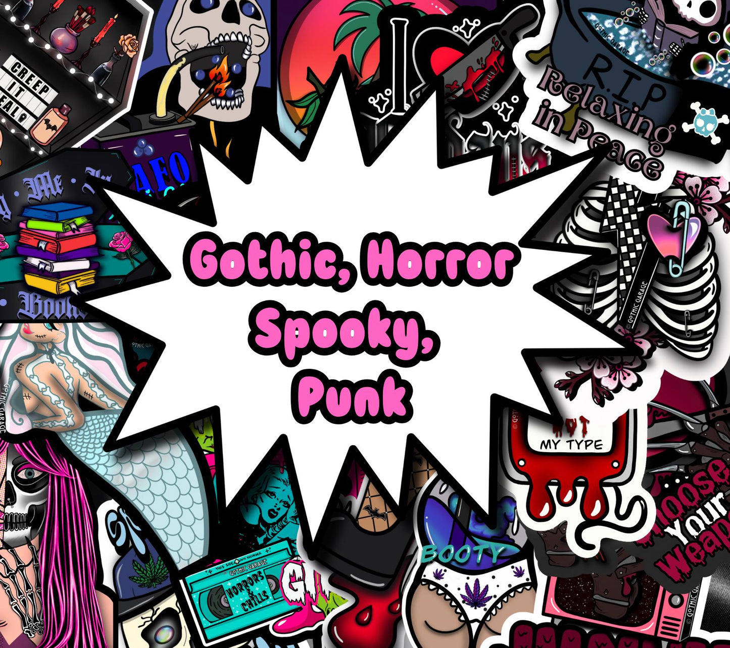 Mystery Gothic Horror Sticker Pack | Die Cut & Waterproof Hand Drawn Stickers—Get Ready for a Spooky Surprise for Your Collection