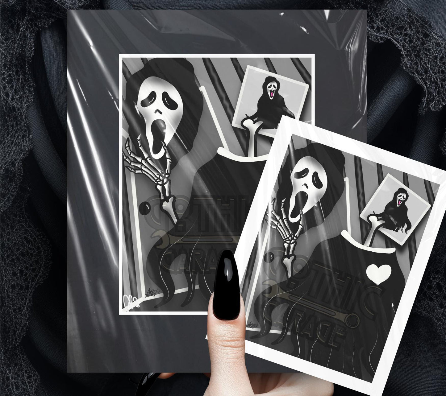 Sassy Ghost House Skeleton Art Print – Cute Gothic Horror Decor, Perfect Art For Scary Movie Fans