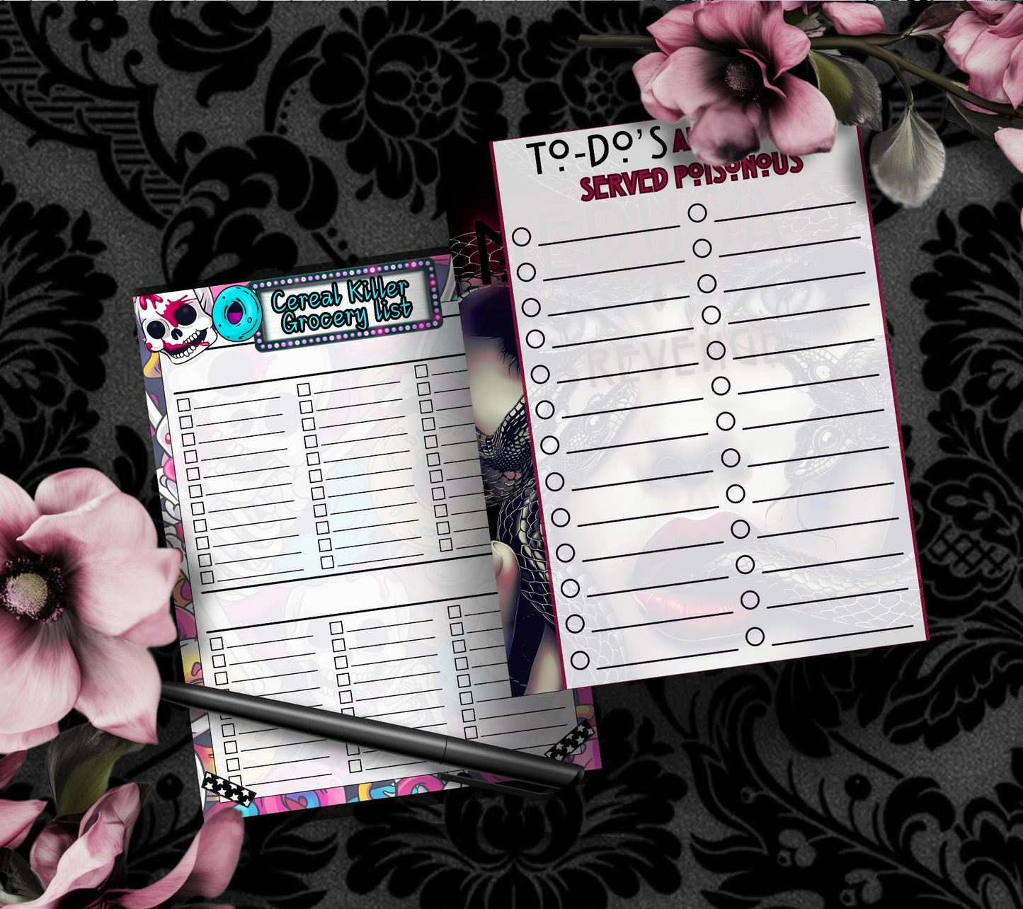 Mystery Notepad Bundle – 2 Gothic Tear-Off Notepads for the Price of 1 | Surprise Stationery Set for Alt, Spooky & Fun Vibes