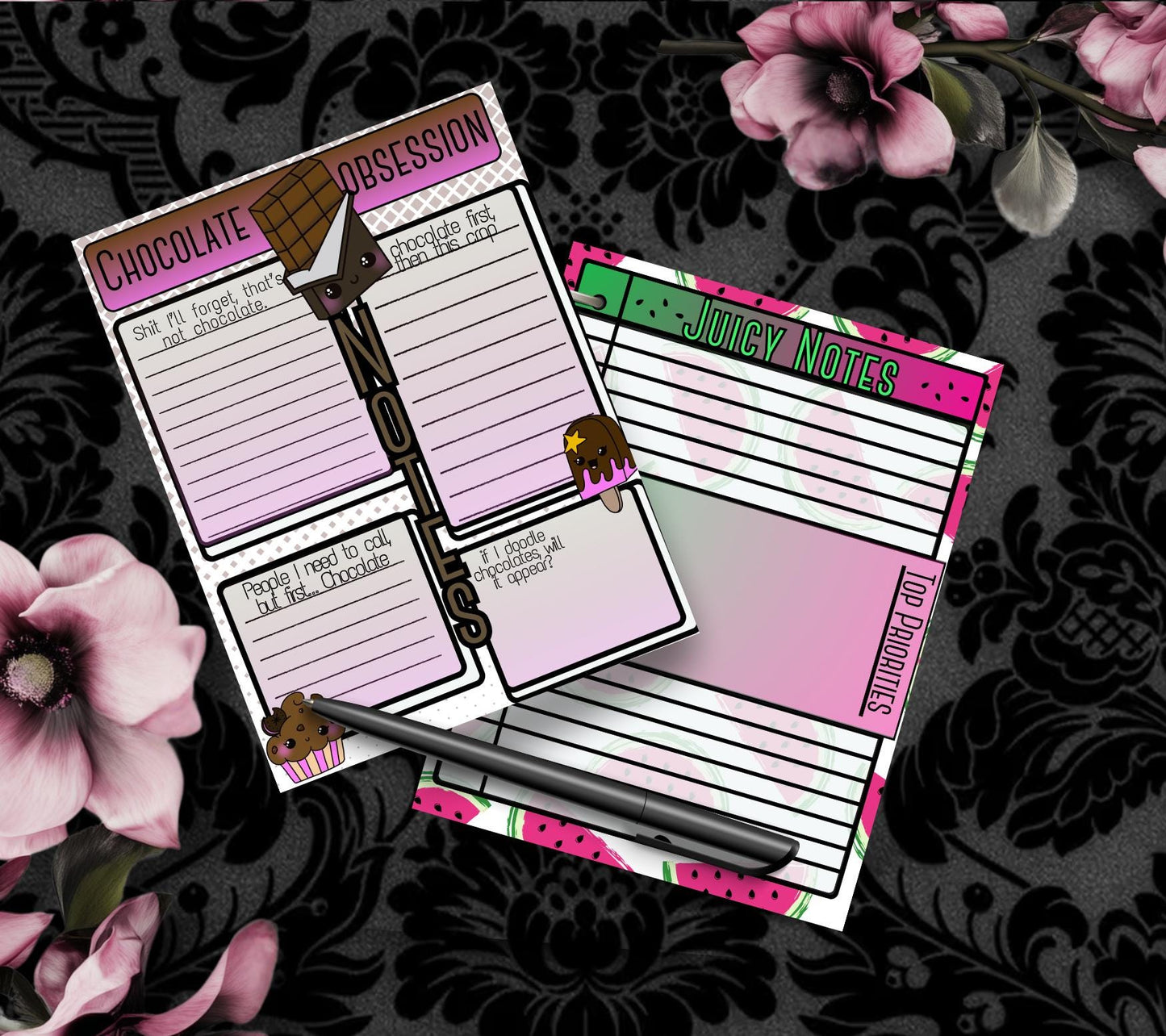 Mystery Notepad Bundle – 2 Gothic Tear-Off Notepads for the Price of 1 | Surprise Stationery Set for Alt, Spooky & Fun Vibes