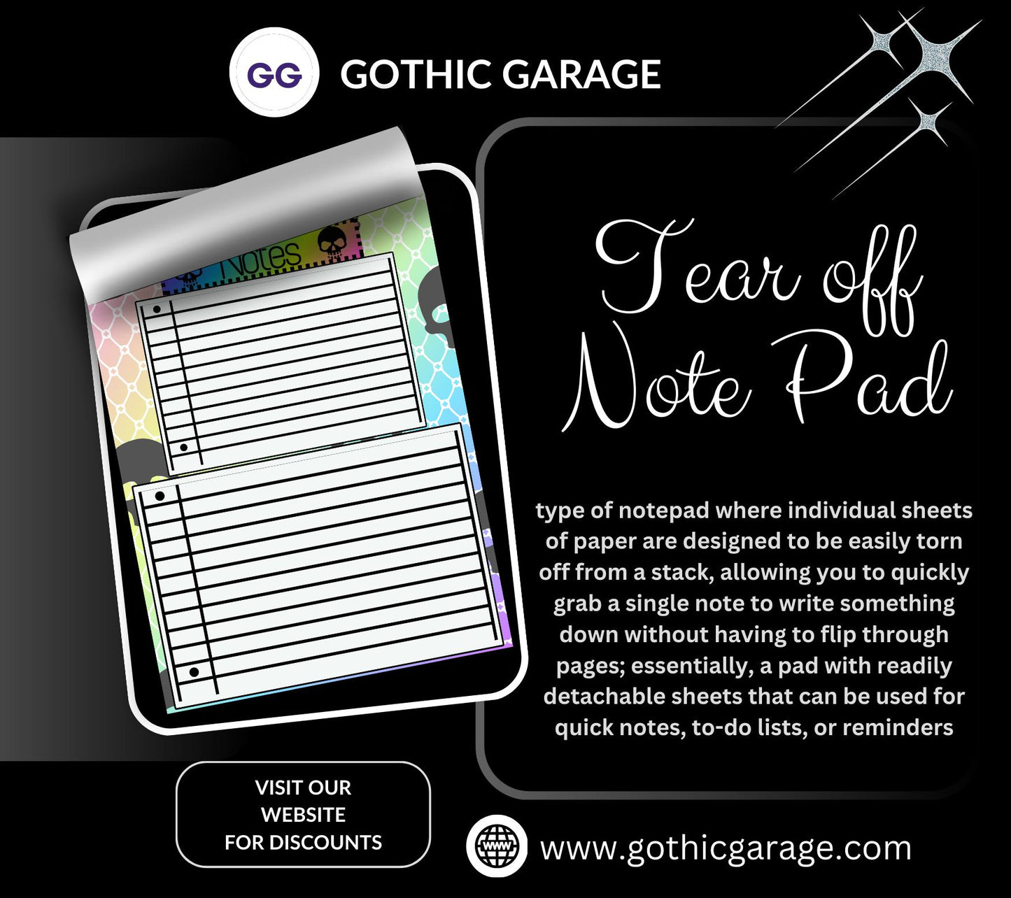 Mystery Notepad Bundle – 2 Gothic Tear-Off Notepads for the Price of 1 | Surprise Stationery Set for Alt, Spooky & Fun Vibes