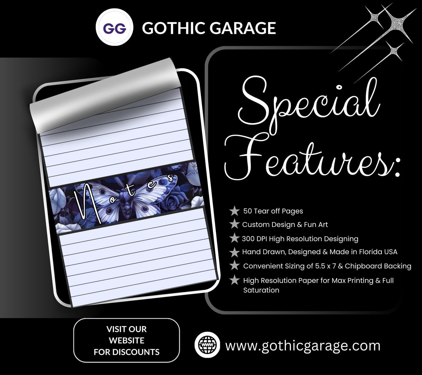 Mystery Notepad Bundle – 2 Gothic Tear-Off Notepads for the Price of 1 | Surprise Stationery Set for Alt, Spooky & Fun Vibes