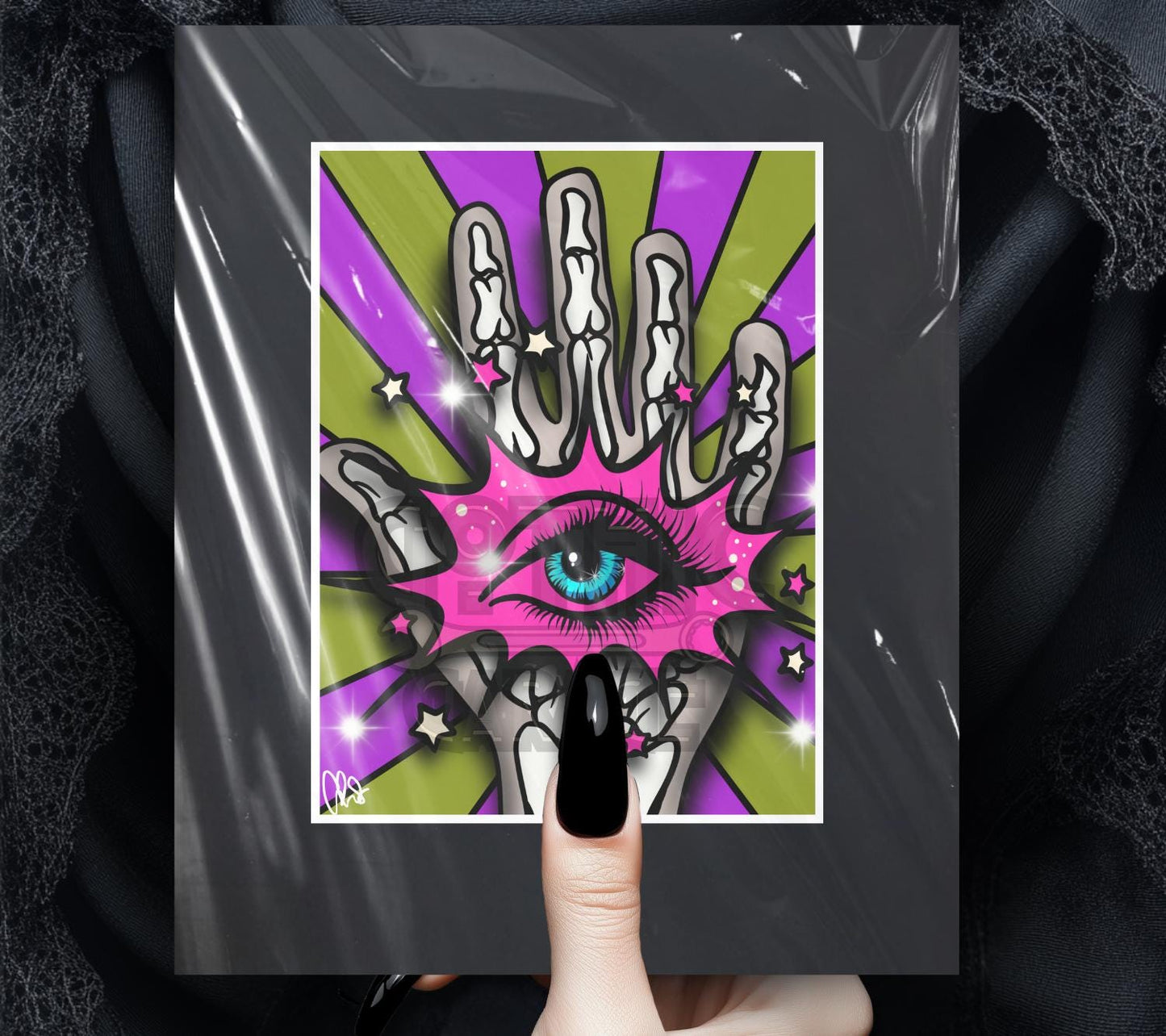 Psychedelic 3rd Eye Hand Art Print – Oddities & Curiosity Vibes, Perfect Art For Dead Collectors, 11x14 Matted or Frameable 8x10 Design