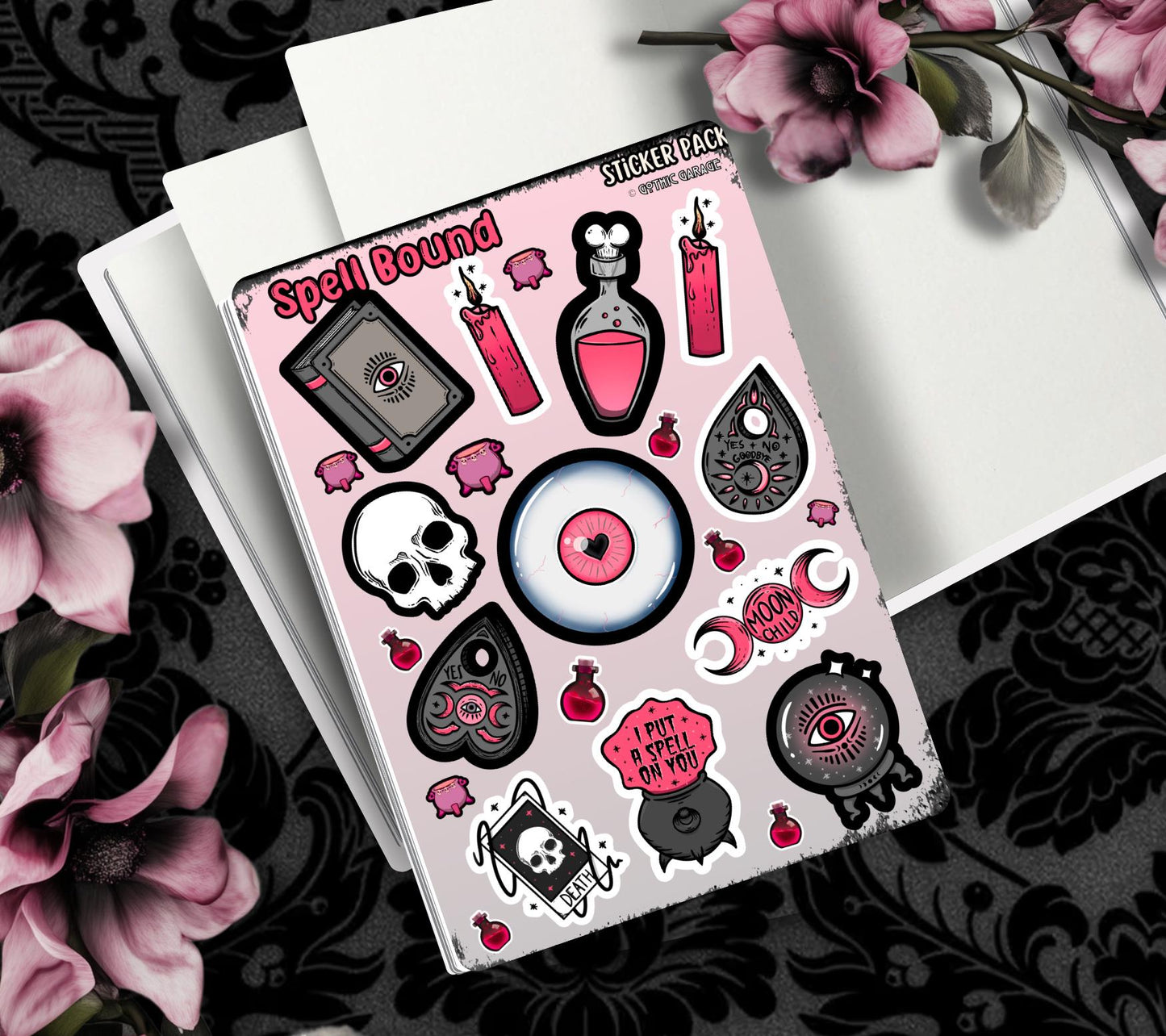 Gothic Spells Sticker Sheet, Perfect Goth & Witch Vibes Stickers, Budget Friendly Gifts for Goth Expression