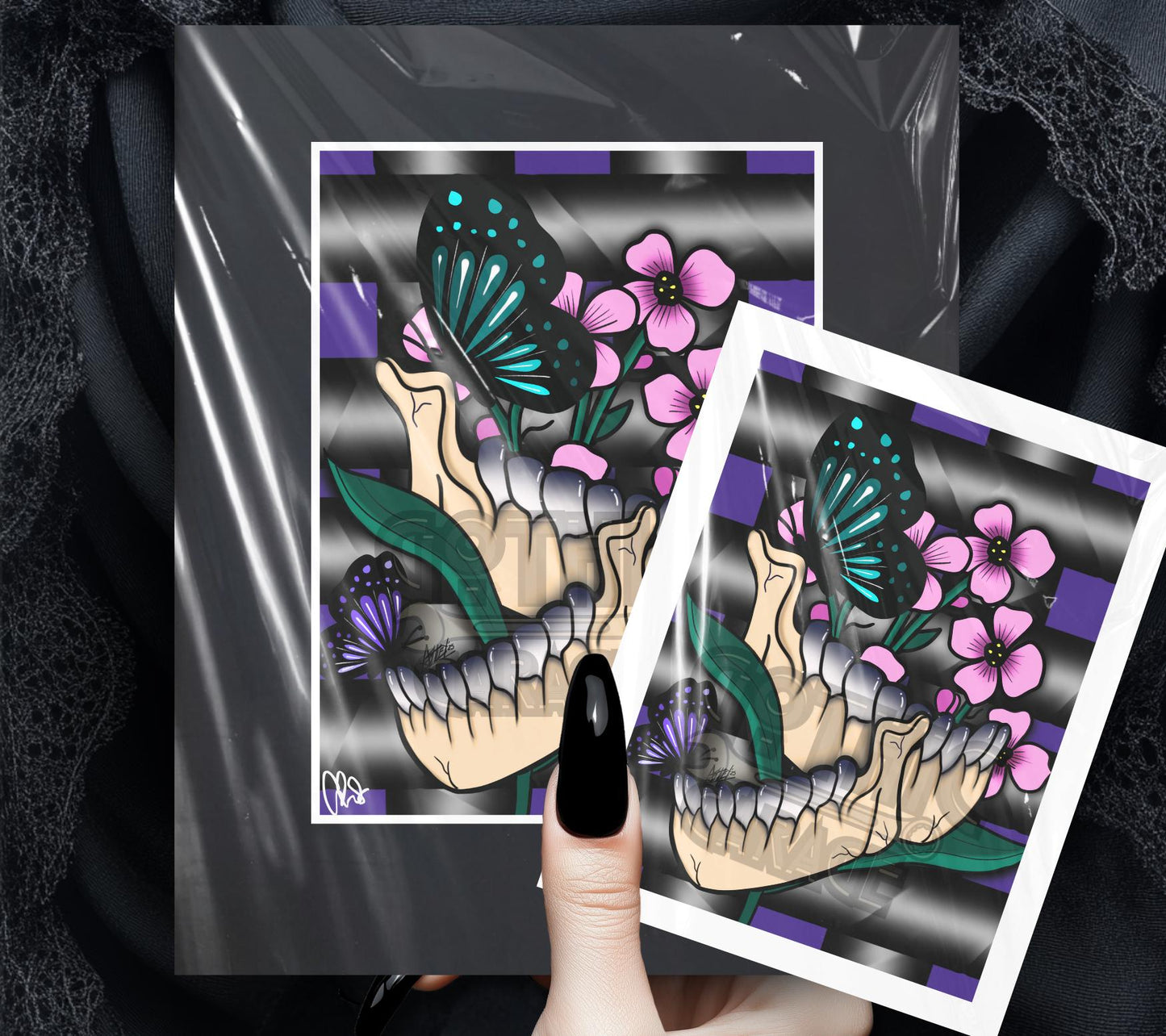 Jaw & Butterfly Botanical Art Print – Dark Gorhic Cottagecore Aesthetic, Perfect Art For Dead Collectors