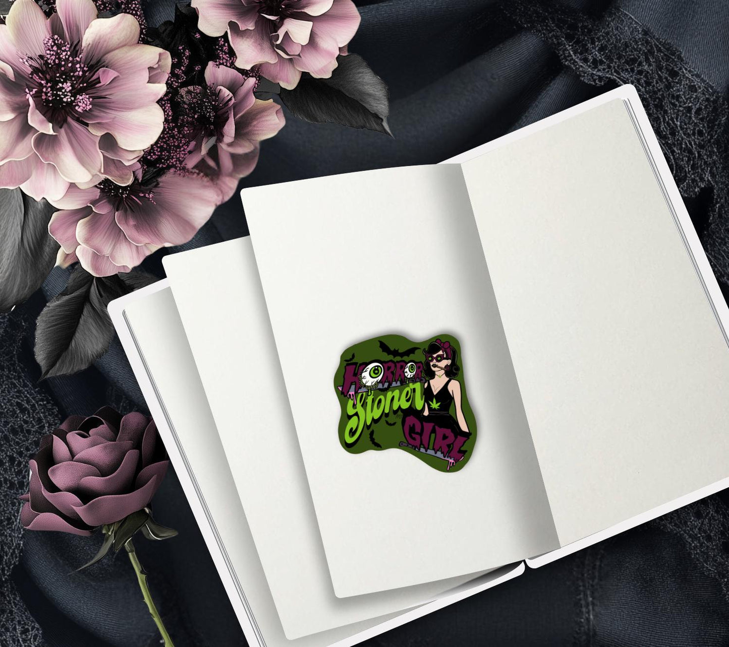 Horror Stoner Girl Waterproof Sticker – Vintage/Retro Gothic Design