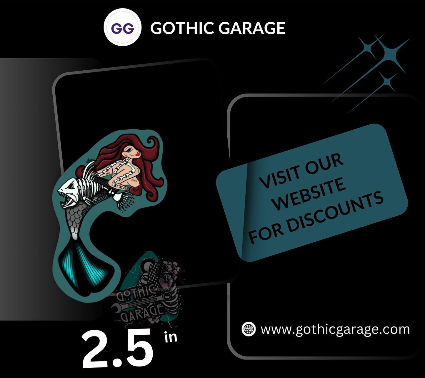 Gothic Nude Mermaid Die Cut Waterproof Sticker—Dive deep into haunting waters with this mesmerizing dark fantasy sticker!
