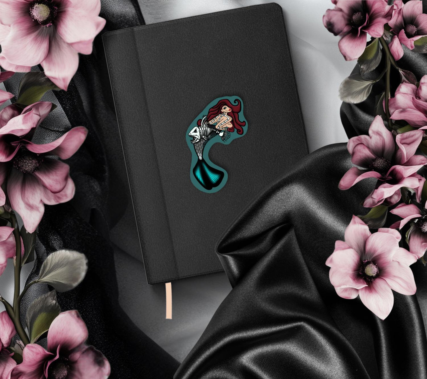 Gothic Nude Mermaid Die Cut Waterproof Sticker—Dive deep into haunting waters with this mesmerizing dark fantasy sticker!