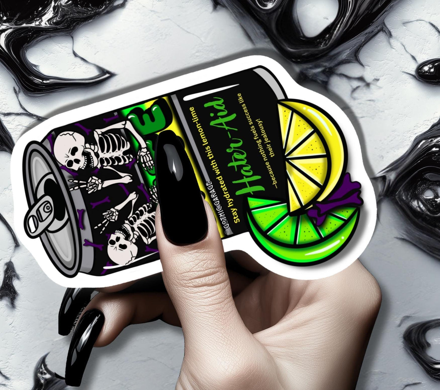 Spite Hater-Aid - Die Cut Waterproof Sticker—Stay Hydrated on Pure Pettiness, Choose Glossy or Holographic For the Perfect Gothic Vibe