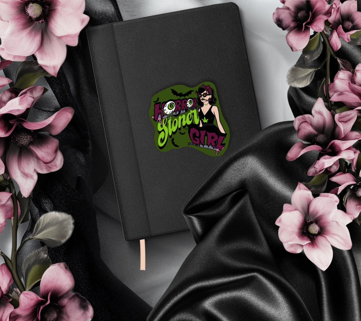Horror Stoner Girl Waterproof Sticker – Vintage/Retro Gothic Design