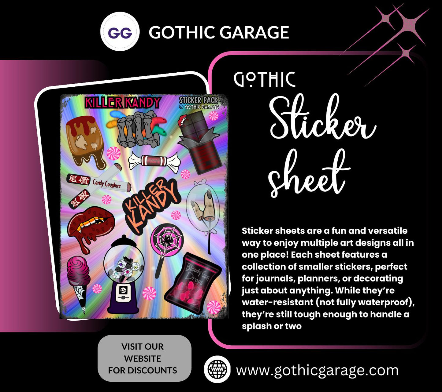 Killer Kandy Sticker Sheet – Sinister Sweets for Your Spooky Cravings