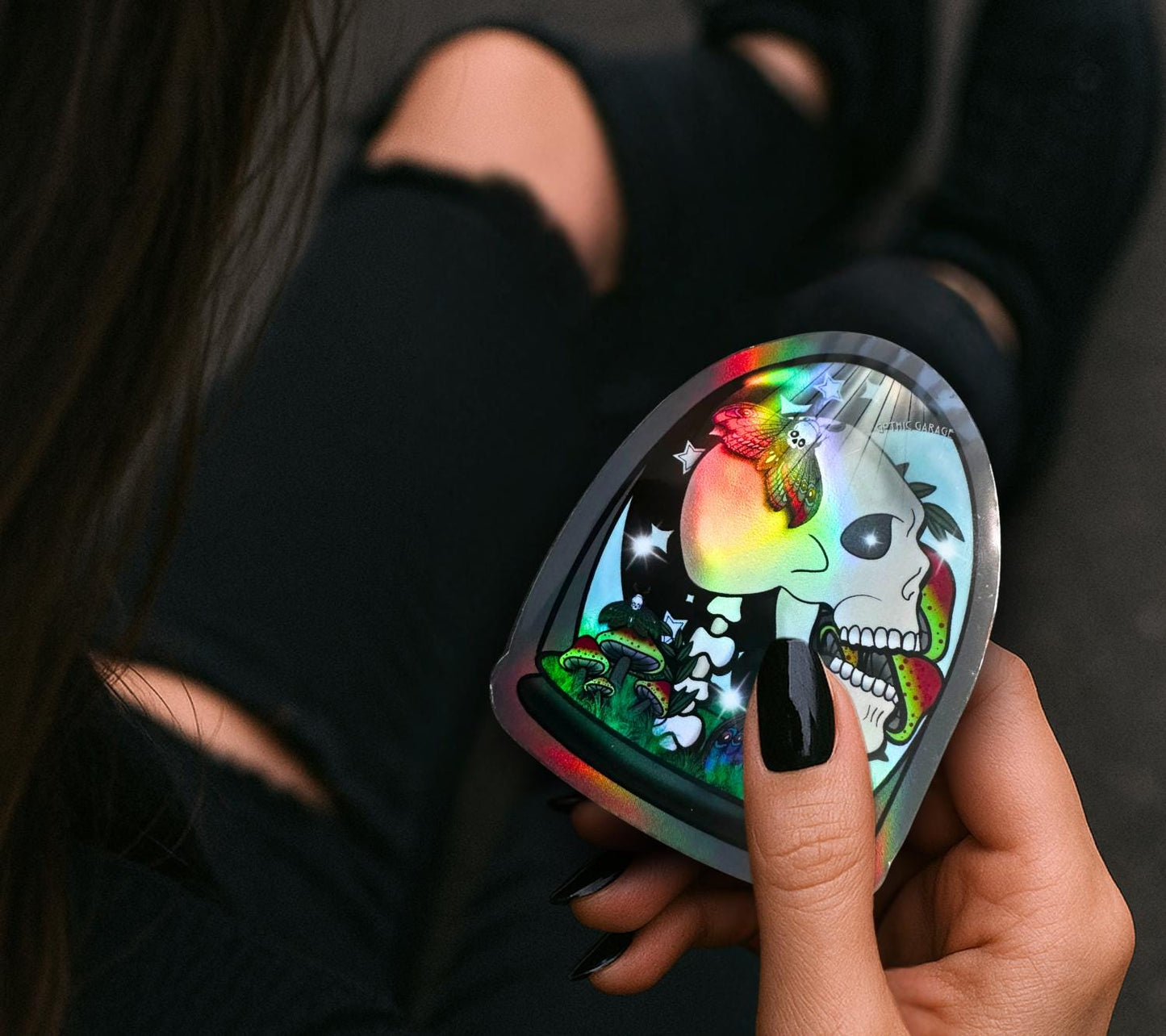 Gothic Skull Terrarium Waterproof Die Cut Sticker, – Oddities & Curiosity Vibes, Perfect Art For Dead Collectors, Glossy or Holographic