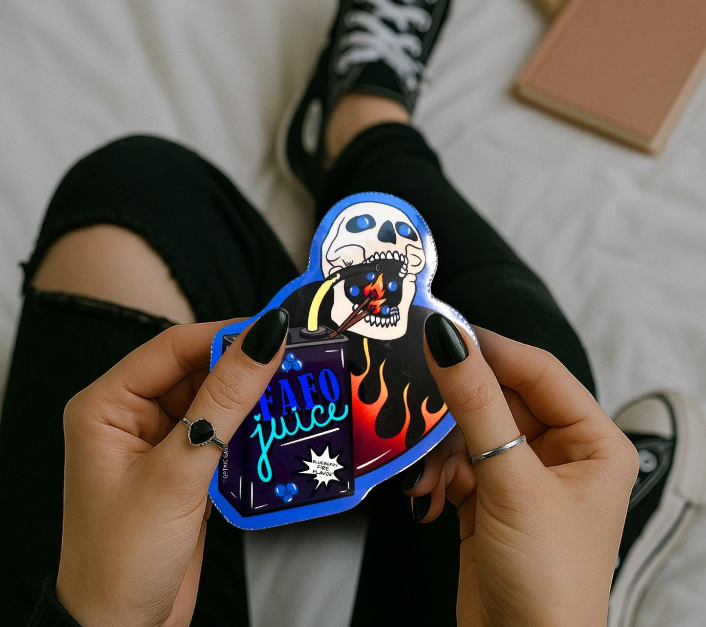FAFO Juice Die Cut Waterproof Sticker— Gothic Sarcasm, Choose Gloosy or Holographic to Fit Your Perfect Dark Humor
