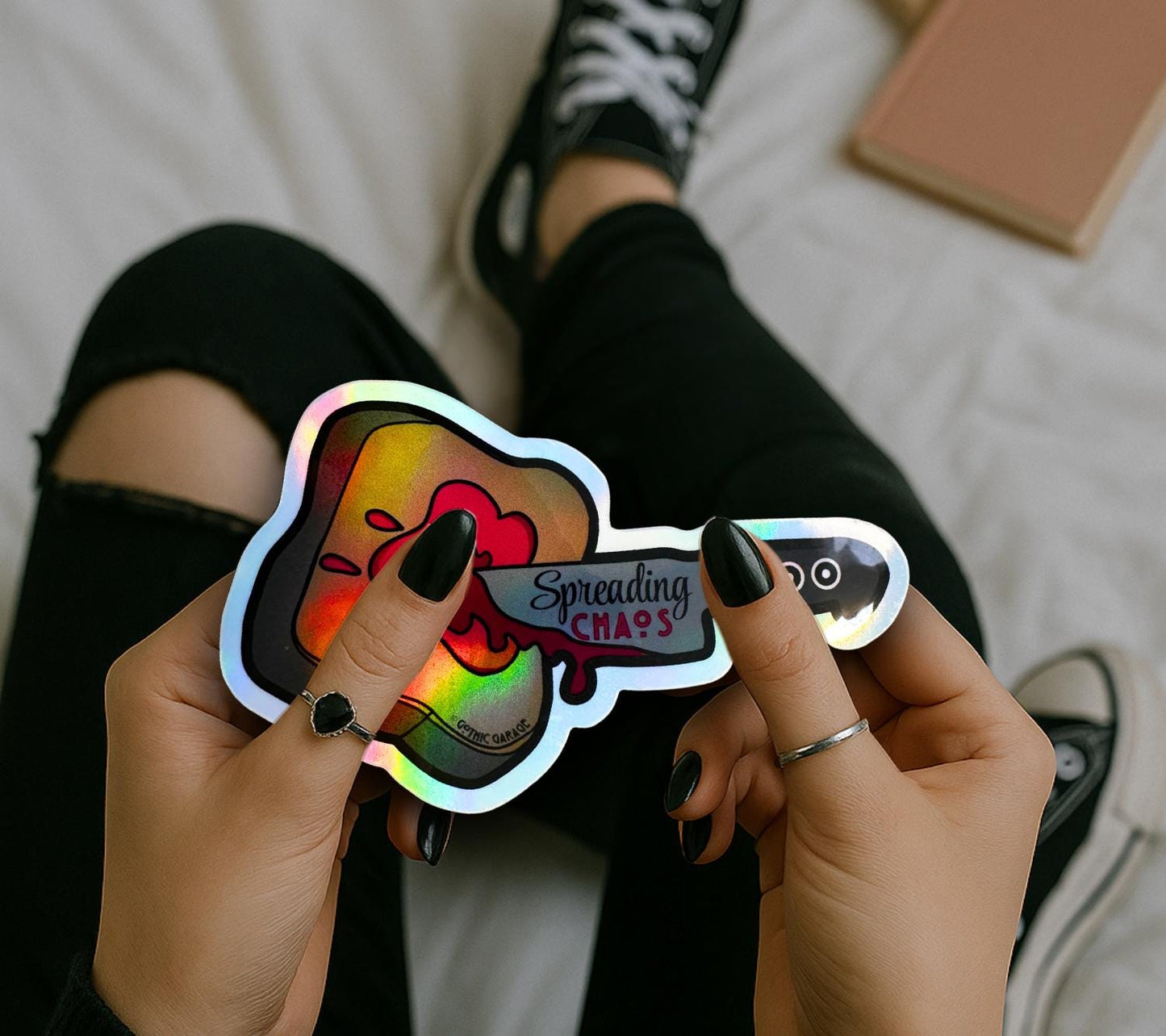 Bloody Chaos Toast, Waterproof Die Cut Sticker, Choose Between Glossy or Holographic, Perfect to Add Fun to any Surface