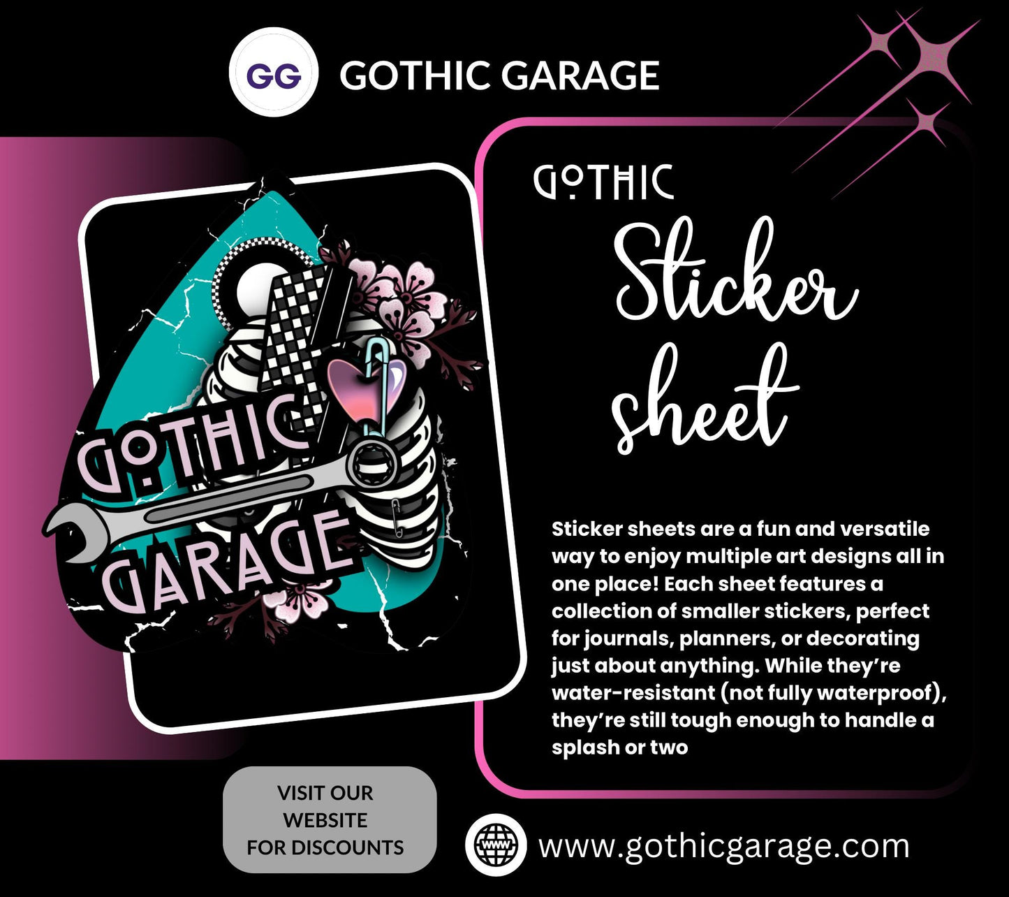 Gothic Marijuana Blunt Buddies Sticker Sheet – Where Fun Meets Plant-Powered Vibes! - Perfect for Scrapbooking and Collecting