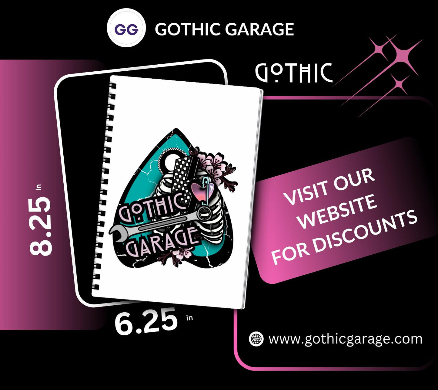 Dark Carnival Gothic Notebook – Creepy Skeleton Carousel Journal for Writing, School & Notes