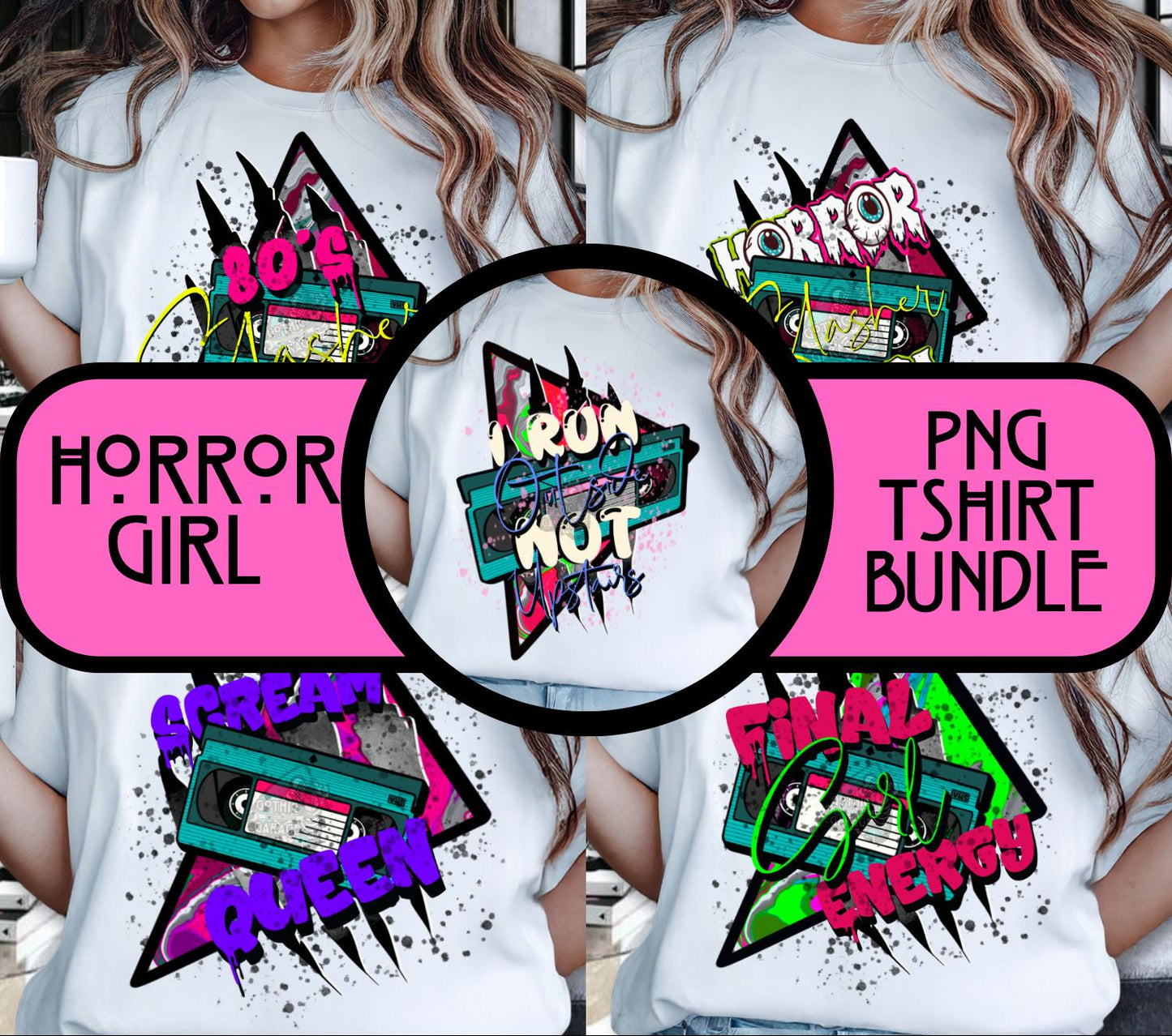 Final Girl Horror PNG Bundle – Slasher Sublimation Design Pack for Retro T-Shirts