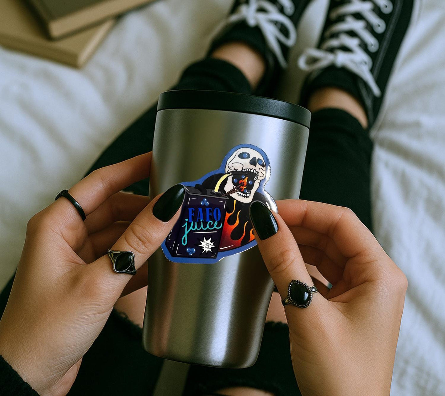 FAFO Juice Die Cut Waterproof Sticker— Gothic Sarcasm, Choose Gloosy or Holographic to Fit Your Perfect Dark Humor