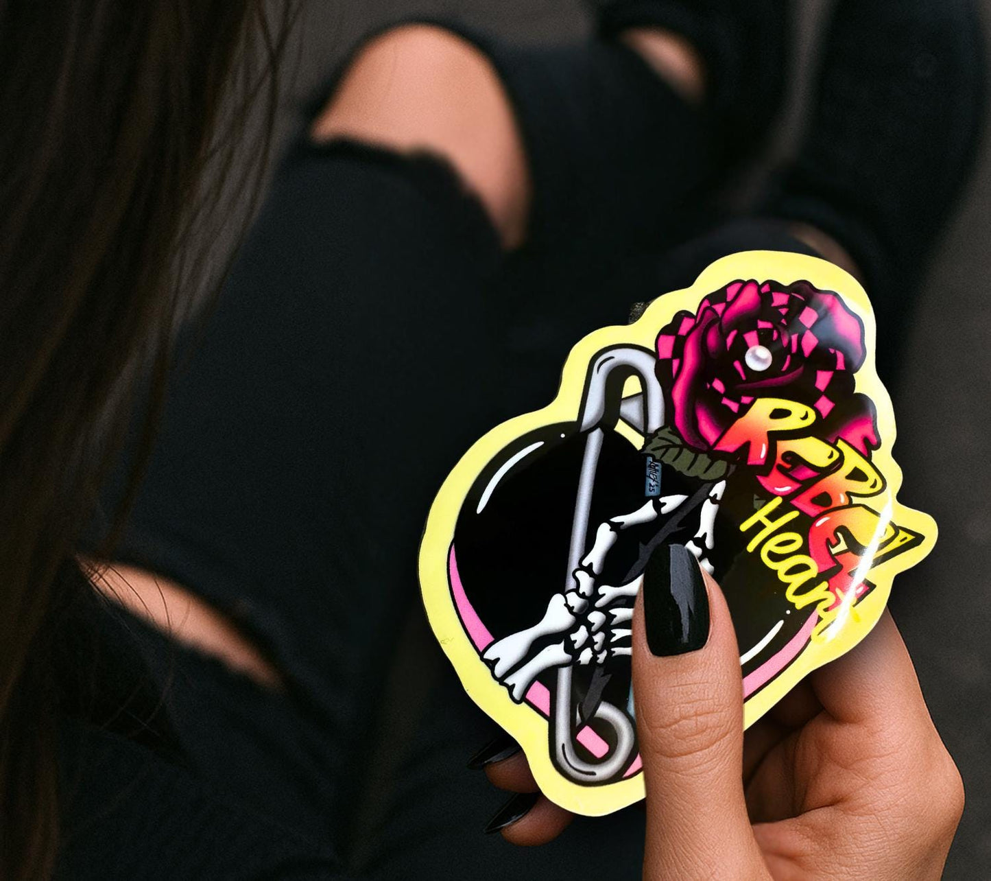 Rebel Heart Punk Rose Die Cut Waterproof Sticker — For the bold souls who bloom with bite.