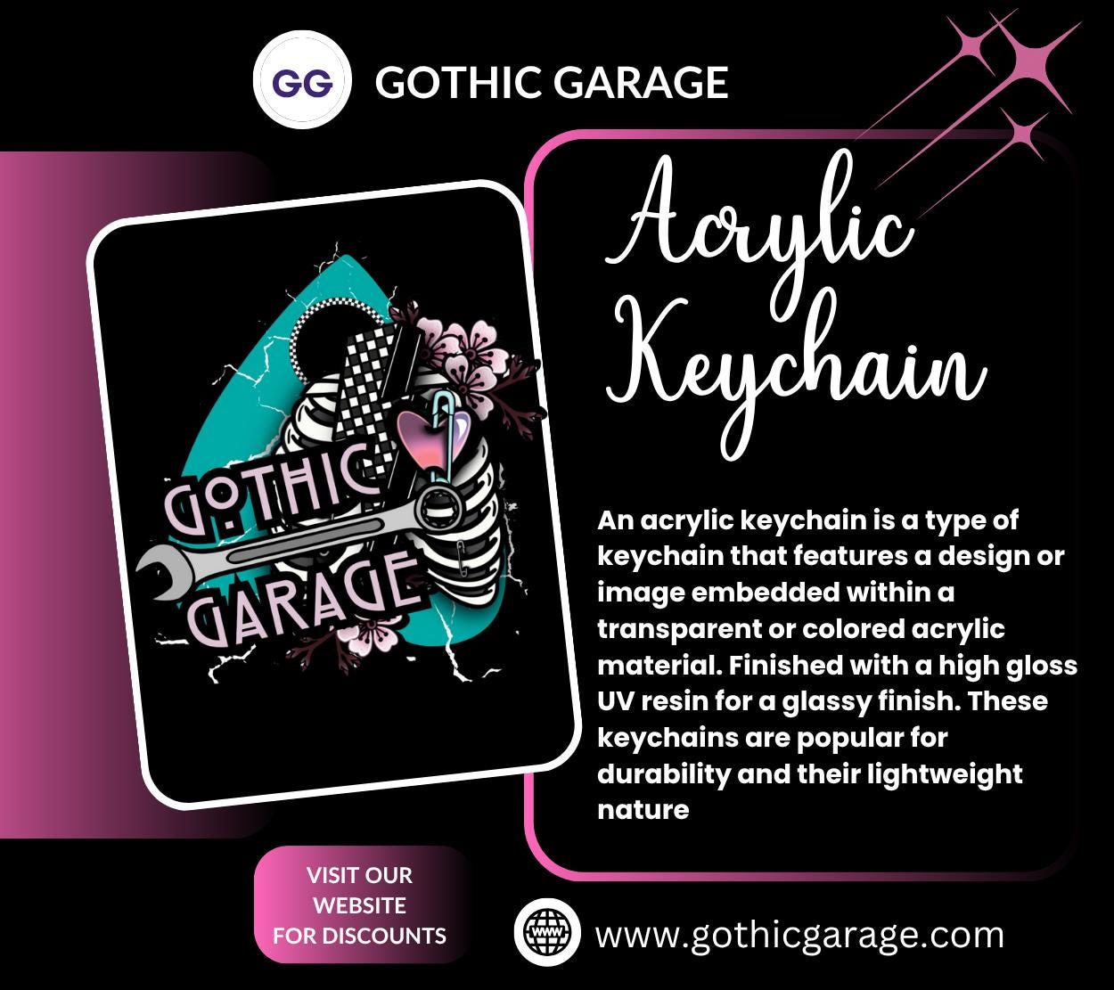 Gothic Black Flamingo Keychain: Holographic Acrylic Alt Accessory