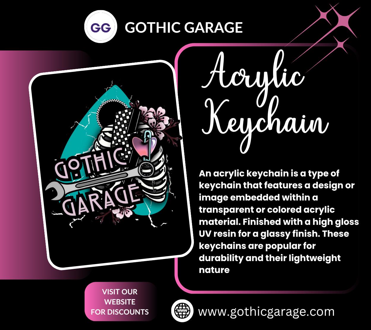 Horror Girl Keychain – Holographic Resin Acrylic Key Ring for Spooky Bags & Horror Fans
