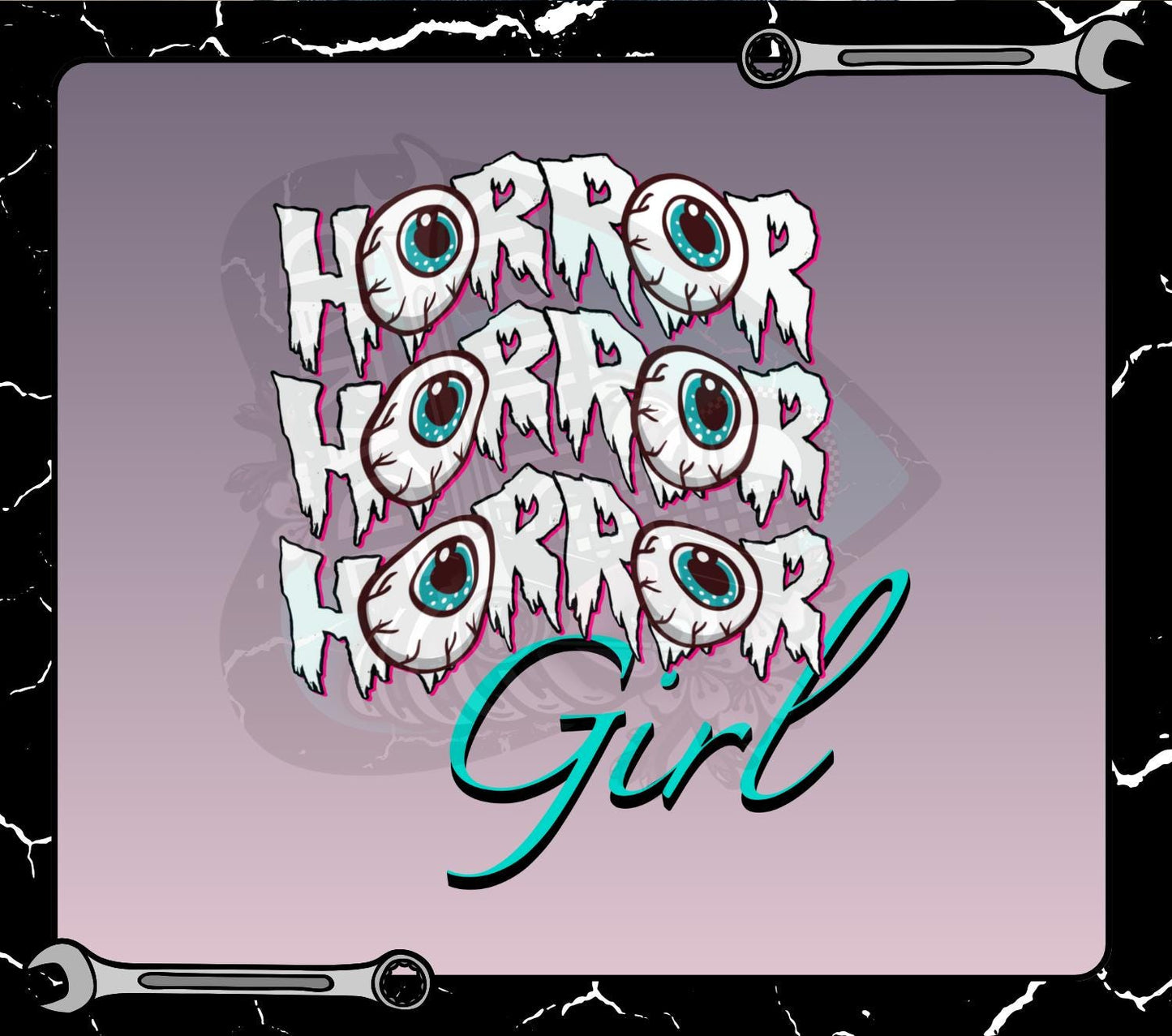 Horror Girl Digital Art – Creepy Eyeball Typography Graphic for T-Shirts & Sublimation