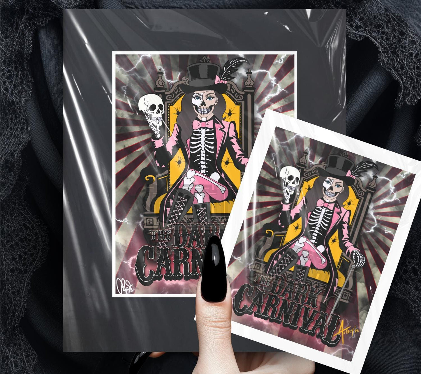 Dark Carnival Gothic Art Print – Skeleton Ringmaster | Spooky Circus Skull Print for Alt Gallery & Gothic Home