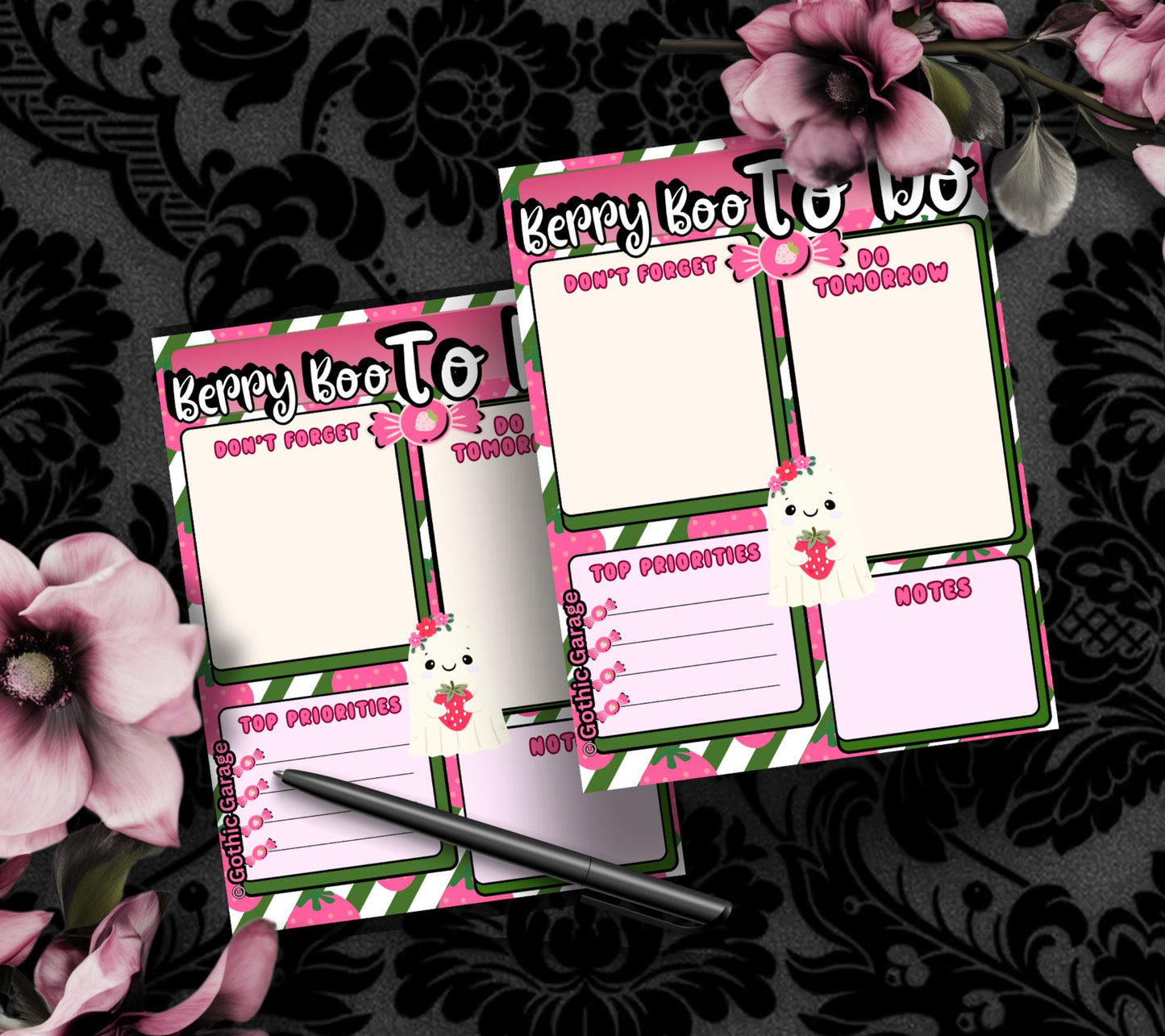Berry Boo To-Do List Notepad – Cute Strawberry Ghost Stationery for Tasks, Priorities & Notes