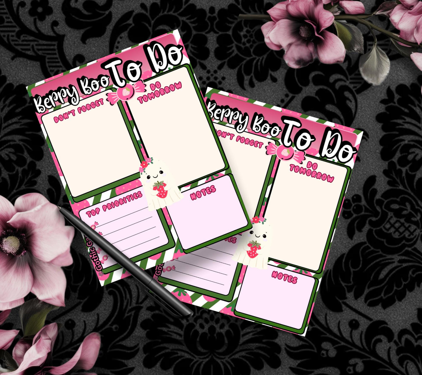 Berry Boo To-Do List Notepad – Cute Strawberry Ghost Stationery for Tasks, Priorities & Notes
