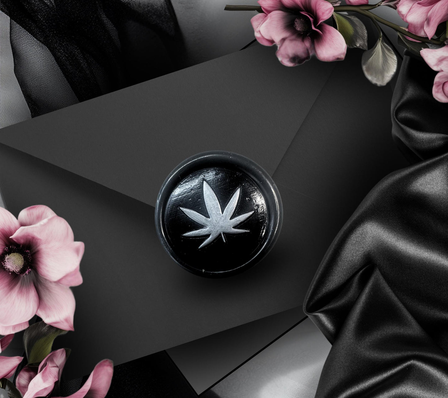 Cannabis Pot Leaf Wax Seal – Hand-Poured Adhesive Seal for Envelopes, Journals & Gifts