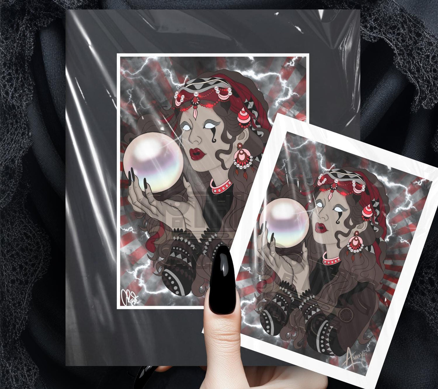 Fortune Teller Gothic Art Print – Mystical Crystal Ball Wall Decor for Alt Homes & Witches